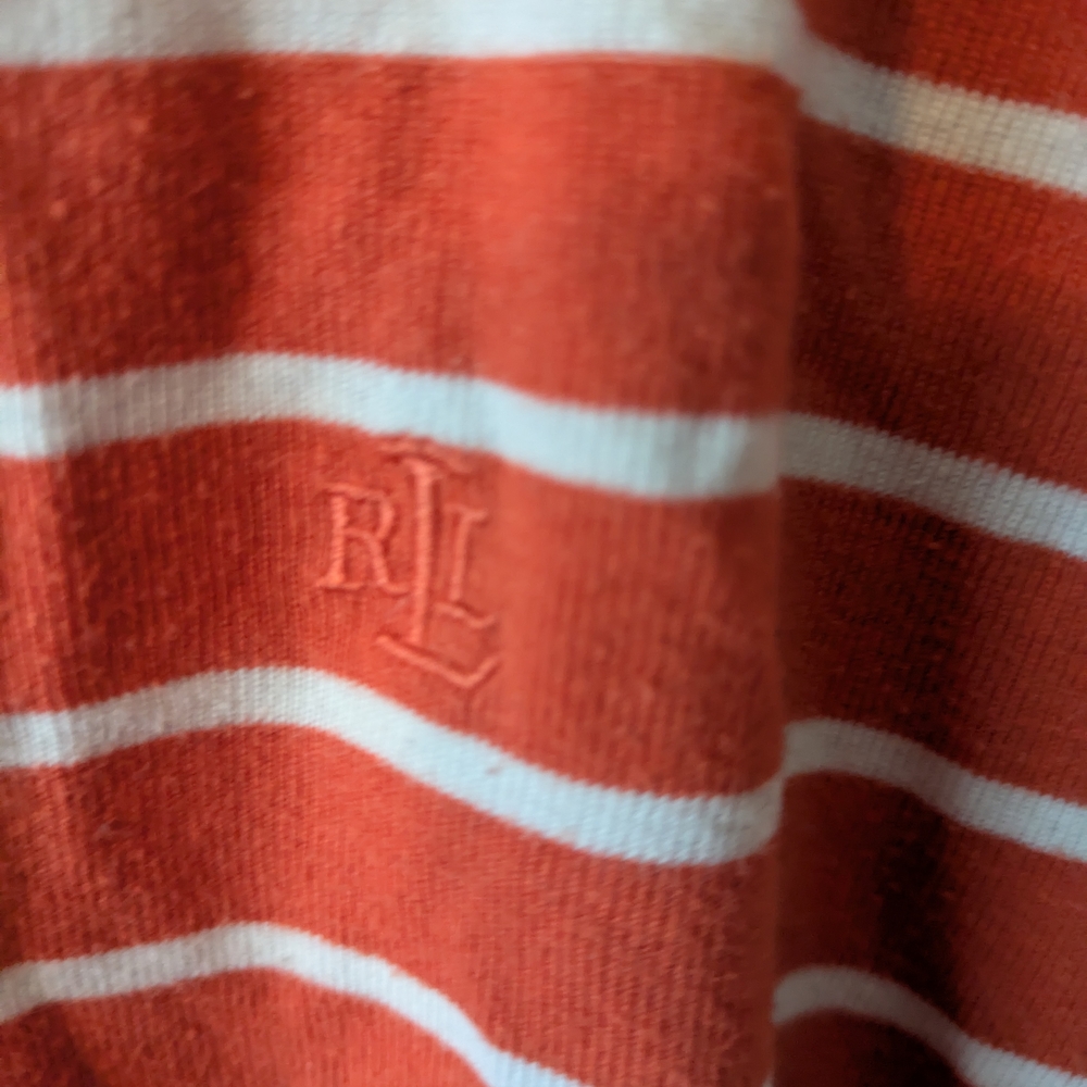 Ralph Lauren Orange and White Ribbed Long Sleeve T-shirt - Picture 7 of 7